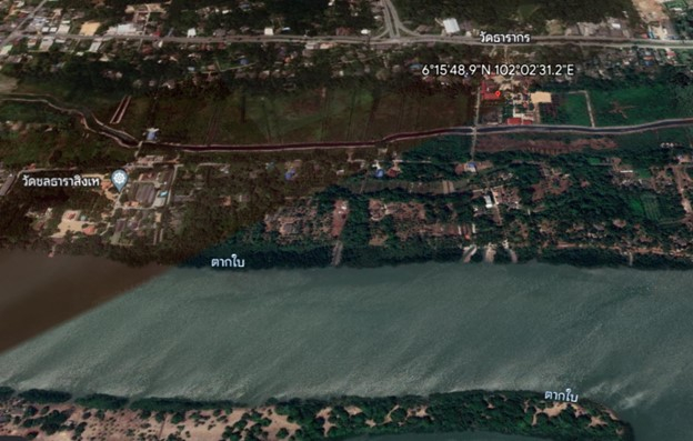 แผนที่แสดงพิกัดที่ตั้งชุมชนบางน้อย-ท่าพรุ
(ที่มา : Google Earth)