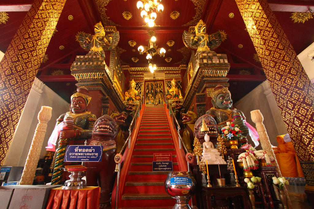 ภาพที่ 3 บรรยากาศภายในวัดมหาธาตุวรมหาวิหาร (ที่มา: https://library.wu.ac.th/NST_localinfo/wat-phramahat%E0%B9%89at/)