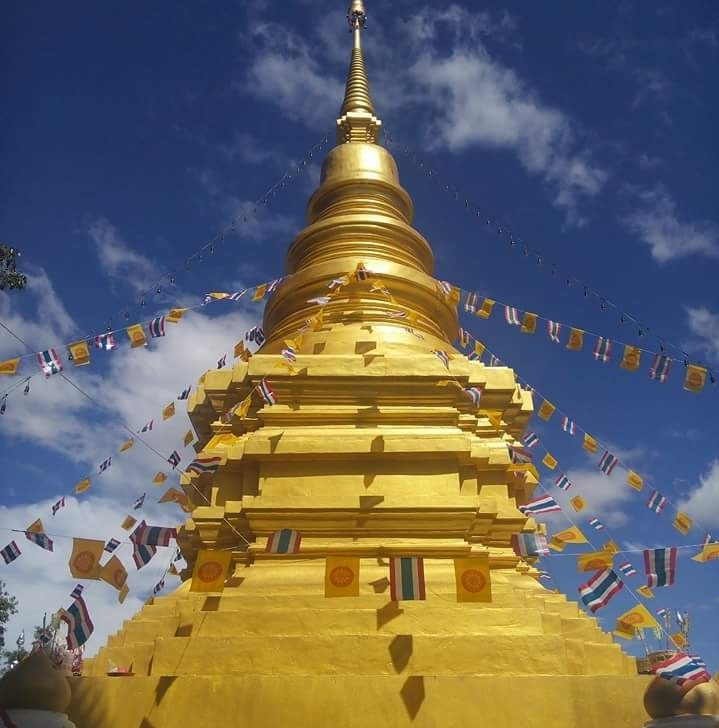 พระธาตุวัดบ้านไม้สลี (ที่มา : บ้านไม้สลี ตำบลตะเคียนปม อำเภอทุ่งหัวช้าง จังหวัดลำพูน, 2559)