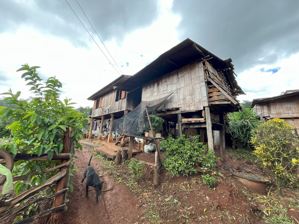 บ้านของชาวปกาเกอะญอในบ้านเมืองแพม (ที่มา : ชนม์ชนก สัมฤทธิ์)