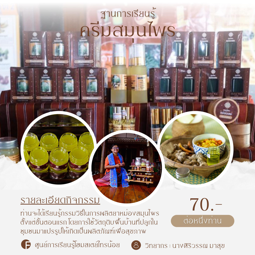กิจกรรมฐานการเรียนรู้ของชุมชน
(ที่มา : ศูนย์การเรียนรู้ โฮมสเตย์ไทรน้อย, Facebook)
