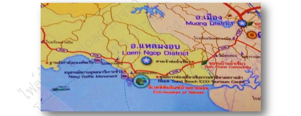แผนที่ตั้งชุมชนบ้านยายม่อม (ที่มา : ณิศิรา กายราศ, 2560, น.19)